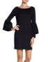 The Vanity Room 161553 Women's Zip Bell Sleeve Shift Dress Black Sz. Medium