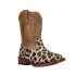 Roper Glitter Leopard Square Toe Cowboy Youth Girls Brown Casual Boots 09-017-1