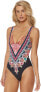 Фото #1 товара Red Carter 260870 Women Reversible V Neck Wide Strap One Piece Swimsuit Size XS