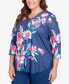 Plus Size In Full Bloom Placed Floral V-neck Top