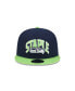 Фото #3 товара Бейсболка New Era мужская X Staple College Navy, Neon Green Seattle Seahawks Pigeon 9Fifty Snapback Hat