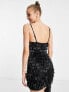 Фото #2 товара Miss Selfridge Premium embellished tassel mini dress in black