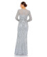 ფოტო #3 პროდუქტის Women's Embellished Illusion High Neck Long Sleeve Gown