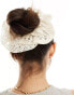 DesignB London crochet hair scrunchie in beige