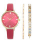Women's Pink Strap Watch 38mm Set, Created for Macy's