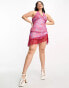 Фото #8 товара Tammy Girl Plus halter neck mini dress with split front in pink print