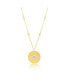 Yellow Gold Tone CZ Evil Eye Coin Necklace