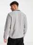 Фото #2 товара Polo Ralph Lauren icon logo contrast placket half popper sweatshirt in grey marl