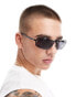 ASOS DESIGN rimless wrap sunglasses in black