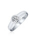 ფოტო #1 პროდუქტის Modern Simple Minimalist 1CT Cubic Zirconia AAA CZ Bezel Set Round Solitaire Promise Engagement Ring For Women .925 Sterling Silver Plain Band