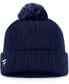 Фото #3 товара Men's Navy Columbus Blue Jackets Core Primary Logo Cuffed Knit Hat with Pom
