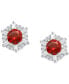 Sapphire (5/8 ct. t.w.) & Diamond (1/10 ct. t.w.) Stud Earrings in 14k White Gold (Also in Emerald & Ruby)