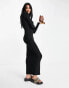 Фото #2 товара ASOS DESIGN square neck long sleeve slinky maxi dress in black