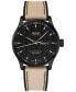 ფოტო #1 პროდუქტის Men's Swiss Automatic Multifort Chronometer Beige Fabric & Black Silicone Strap Watch 42mm