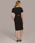 ფოტო #2 პროდუქტის Petite V-Neck Belted Short-Sleeve Dress