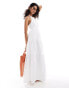 The Frolic sandy shirred back tiered maxi beach dress in off white weiß, 38 - фото #1