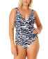 Women's V-Neck Shirred One-Piece Swimsuit