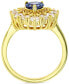 ფოტო #3 პროდუქტის Cubic Zirconia Blue & White Heart Halo Ring in 14k Gold-Plated Sterling Silver