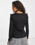 Фото #4 товара New Look knitted frill detail jumper in black