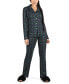 ფოტო #1 პროდუქტის Women's Plaid Notch Collar Cotton Blend Pajama Set