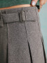Фото #5 товара Miss Selfridge wrap over buckle pleated skirt in grey