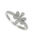 ფოტო #1 პროდუქტის Suzy Levian Sterling Silver White Cubic Zirconia Flower Ring