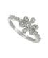 Фото #1 товара Suzy Levian Sterling Silver White Cubic Zirconia Flower Ring