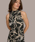 ფოტო #5 პროდუქტის Donna Karan Women's Floral-Print Mock-Neck Midi Dress