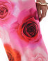 ASOS DESIGN co-ord slinky fishtail maxi skirt in large rose print Rosenmotiv, L - EU 44-46 - фото #5