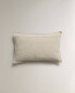 Linen cushion cover with topstitching