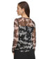 Women's Printed Mesh Ruched Long-Sleeve Top