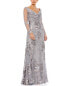 Фото #1 товара Mac Duggal Embellished V Neck Illusion Gown Women's