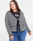 ფოტო #3 პროდუქტის Trendy Plus Size Cotton Button-Front Cardigan, Created for Macy's