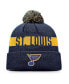 Фото #1 товара Men's Navy St. Louis Blues Fundamental Patch Cuffed Knit Hat with Pom