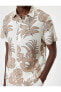 Фото #5 товара Рубашка мужская Koton с коротким рукавом с принтом листьев