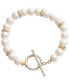 Pavé & Imitation Pearl Beaded Flex Bracelet