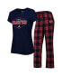ფოტო #1 პროდუქტის Women's Navy, Red Atlanta Braves Badge T-shirt and Pajama Pants Sleep Set