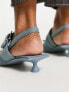 Фото #2 товара Stradivarius kitten heel with buckle in denim