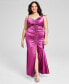 Фото #1 товара Trendy Plus Size Ruched Satin Gown, Created for Macy's