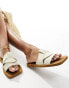 Public Desire Lyra linen slip on flat sandals in cream Бежевый, 36 - фото #1