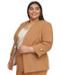Plus Size Collarless Open-Front Roll-Tab Sleeve Jacket