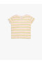 4SMG10018AK Koton Kız Bebek T-shirt BEYAZ ÇİZGİLİ