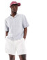 Abercrombie & Fitch 6inch pull on drawstring linen shorts in white weiß, L - W33-W34 - фото #4