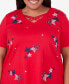 Plus Size All American Embroidered Stars Top