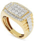 ფოტო #1 პროდუქტის Men's Diamond Cluster Two-Tone Ring (1 ct. t.w.) in 10k Gold & White Gold