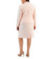 Plus Size Textured Two-Button Slim Skirt Suit