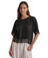 Фото #1 товара Women's Seamed Chiffon-Trim Dolman-Sleeve Top