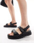 Truffle Collection braided strap footbed sandals in black