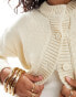 Фото #4 товара ASOS DESIGN crop crew neck cardigan in cream