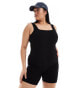 ASOS 4505 Curve seamless square neck unitard with inner bra in black